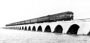 A passenger train on arch bridge. Image courtesy of Monroe County Public Library
